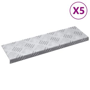 vidaXL Trappe Tread 5 stk. 60 x 18 x 2,5 cm S&oslash;lv Aluminium Rektangul&aelig;r