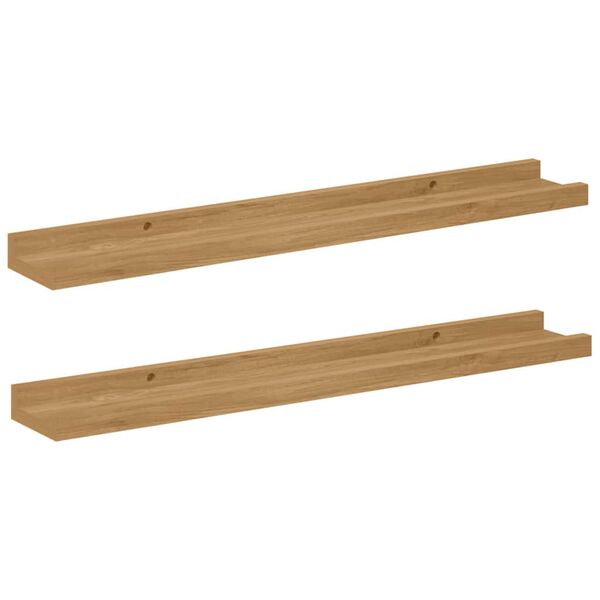 vidaXL V&aelig;ghylde med hylde 2 pcs Brun 60 x 9 x 3 cm Konstrueret tr&aelig;