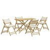 vidaXL bistrostole 5 stk. foldbare med cremehvide hynder bambus