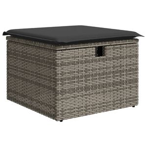 vidaXL haveskammel med hynde 55x55x37 cm polyrattan gr&aring;