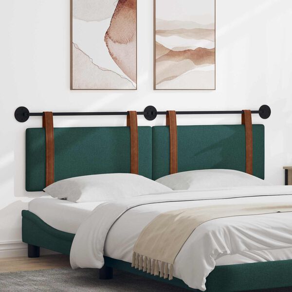 vidaXL H&aelig;ngende Hovedgavl Ensfarvet M&oslash;rkegr&oslash;n 170 x 55 x 5 cm Antik PU