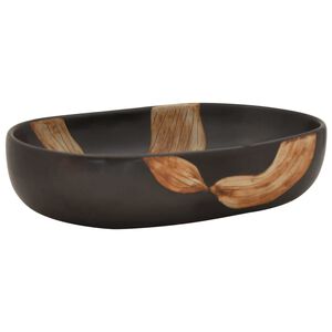 vidaXL h&aring;ndvask til bordplade 59x40x14 cm oval keramik sort