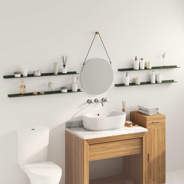vidaXL Sv&aelig;vende hylde 4 pcs Oliven gr&oslash;n 100 x 9 x 2,5 cm St&aring;l