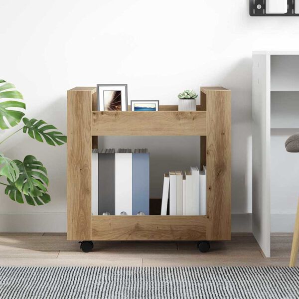 vidaXL Kontortrolley Artisan Egetræ 60 x 45 x 60 cm Konstrueret træ