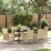 vidaXL Have Spisebordss&aelig;t med pude 7 pcs Beige polyrattan