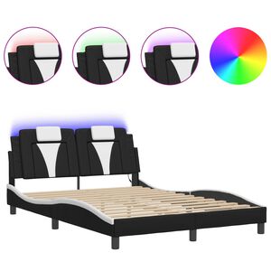 vidaXL sengeramme Viana med LED uden madras 120x200 cm sort og hvid
