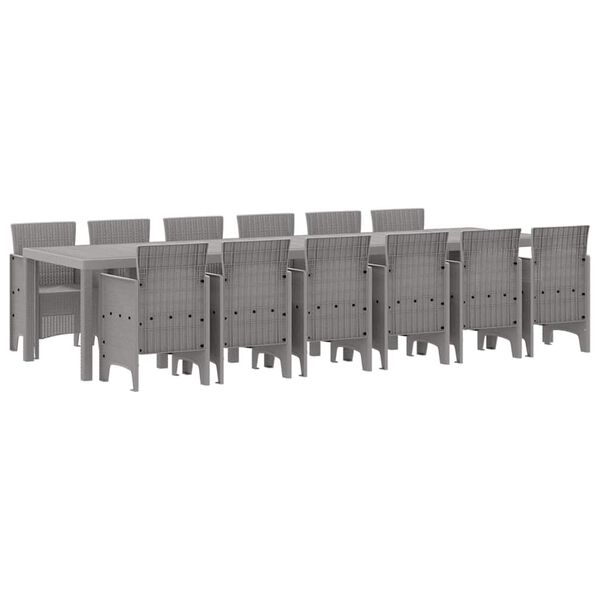 vidaXL Have Spisebordssæt 13 pcs Lysegrå Polt rattan