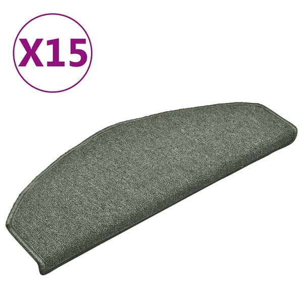 vidaXL trappem&aring;tter 15 stk. 65x24x4 cm m&oslash;rkegr&oslash;nne halvrunde store