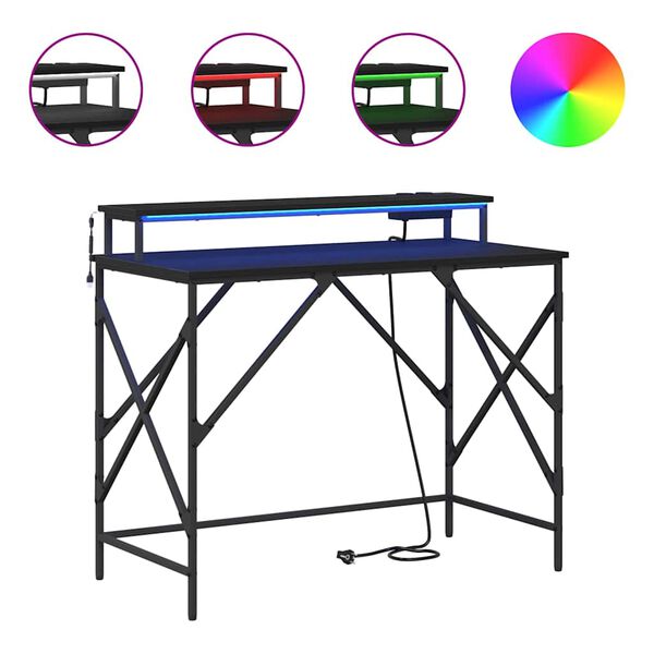 vidaXL Bord med hylde Sort eg 100 x 50 x 86,5 cm Konstrueret tr&aelig;