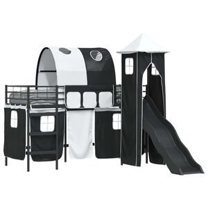 vidaXL B&oslash;rns Loft Seng Ramme Sort 74,5 x 190 cm Metal