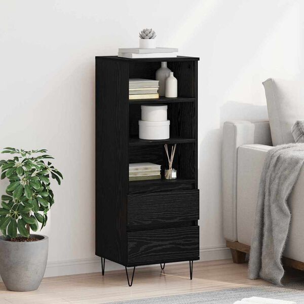 vidaXL Highboard med skuffe Sort eg 40 x 36 x 110 cm Konstrueret tr&aelig;