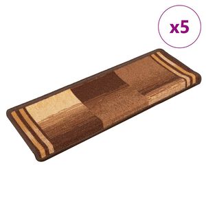 vidaXL selvkl&aelig;bende trappem&aring;tter 5 stk. 65x21x4 cm brun