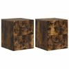 vidaXL V&aelig;gh&aelig;ngt Natbord med skuffe 2 pcs R&oslash;get eg 34,5 x 33 x 40 cm