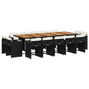 vidaXL spisebordss&aelig;t til haven 15 dele med hynder polyrattan sort