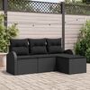 vidaXL Sofa S&aelig;t med pude med opbevaring 4 pcs Sort polyrattan