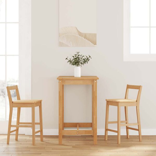 vidaXL barstole 2 stk. massivt gummitr&aelig; naturfarvet