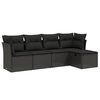 vidaXL sofas&aelig;t til haven 5 dele med hynder polyrattan sort