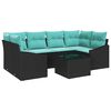 vidaXL Sofa S&aelig;t 7 stk. 3-Antal s&aelig;der Sort og Turkis polyrattan
