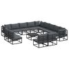 vidaXL Havesofa S&aelig;t 14 stk. Sort Aluminium