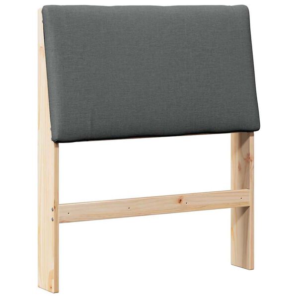 vidaXL Polstret sengegavl M&oslash;rkegr&aring; 80 cm Massiv fyrretr&aelig;