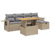vidaXL sofas&aelig;t til haven 6 dele med hynder polyrattan beige