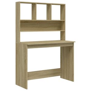 vidaXL skrivebord med hylder 102x45x148 cm konstrueret tr&aelig; sonoma-eg