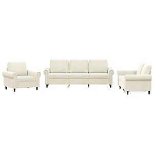 vidaXL sofas&aelig;t 3 dele med hynder velour cremefarvet