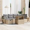 vidaXL Havesofa S&aelig;t med pude med opbevaring 7 pcs Beige Poly rattan