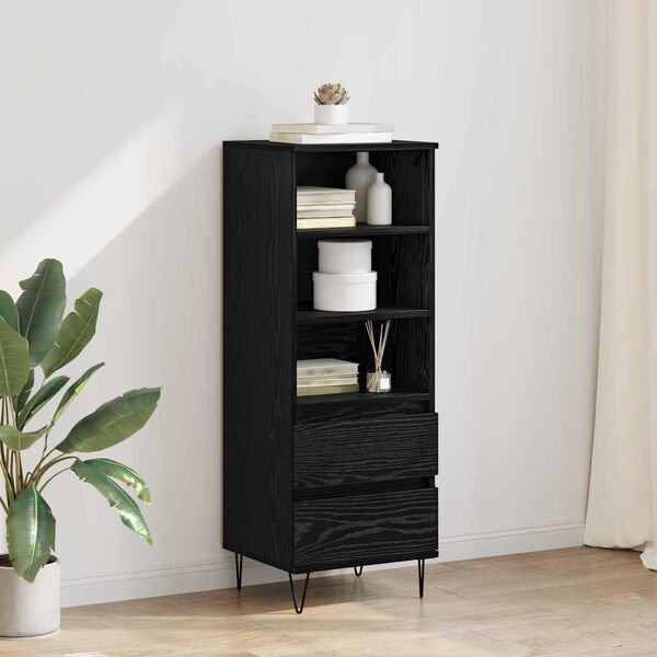 vidaXL Highboard med skuffe Sort eg 40 x 36 x 110 cm Konstrueret tr&aelig;