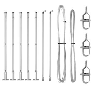 vidaXL Hegnssøjler 7 pcs Sølv Ø32mm 110 cm Galvaniseret stål
