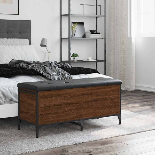 vidaXL opbevaringsb&aelig;nk 102x42x45 cm konstrueret tr&aelig; brun egetr&aelig;sfarve