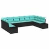 vidaXL Havesofa S&aelig;t 10 stk. Sort polyrattan