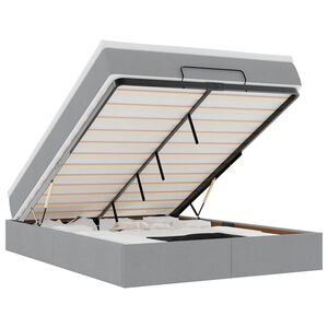 vidaXL osmannisk sengeramme med madras 140x190 cm stof lysegr&aring;