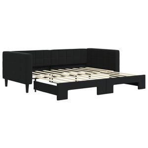 vidaXL daybed med udtr&aelig;k 90x190 cm velour sort