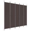 vidaXL 5-panels rumdeler 250x220 cm stof brun