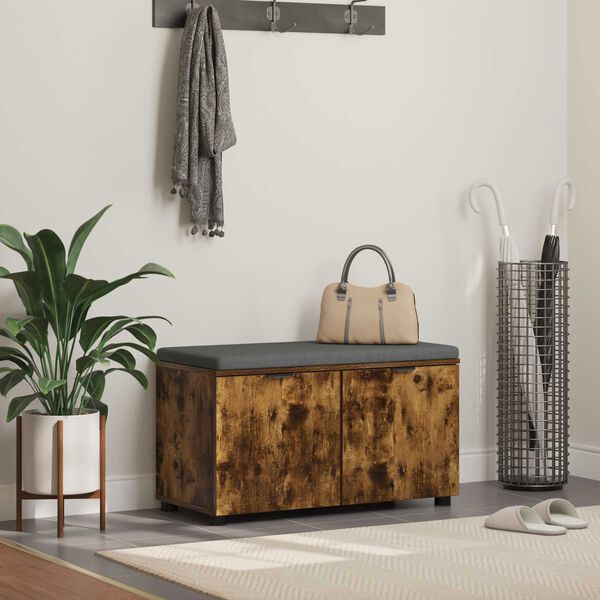 vidaXL Hallb&aelig;nk med pude med opbevaring R&oslash;get eg 80 x 46 x 46 cm