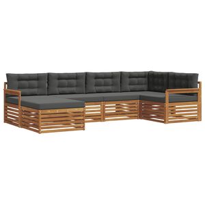 vidaXL Udend&oslash;rs sofagruppe med pude 6 pcs Naturlig og Antracit