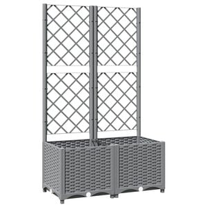 vidaXL plantekasse med espalier 80x40x136 cm PP lysegr&aring;