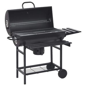 vidaXL t&oslash;ndegrill med hjul og hylder 115x85x95 cm st&aring;l sort