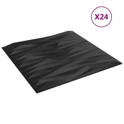 vidaXL vægpaneler 24 stk. 50x50 cm 6 m² XPS sten sort