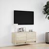vidaXL væghængt tv-bord med LED-lys 80x31x35 cm sonoma-eg