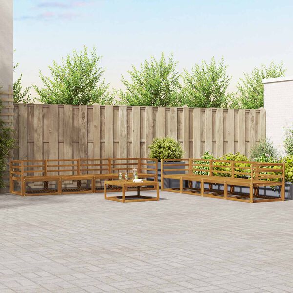 vidaXL Udend&oslash;rs sofagruppe 9 pcs Naturfarvet Massivt Akacietr&aelig;