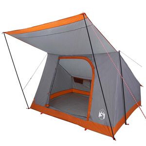 vidaXL Camping telt med tag Gr&aring; og orange 282 x 225 x 154 cm taft