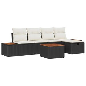 vidaXL Havesofa S&aelig;t med pude 6 pcs Sort polyrattan