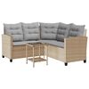 vidaXL havesofa med bord og hynder L-formet polyrattan beige