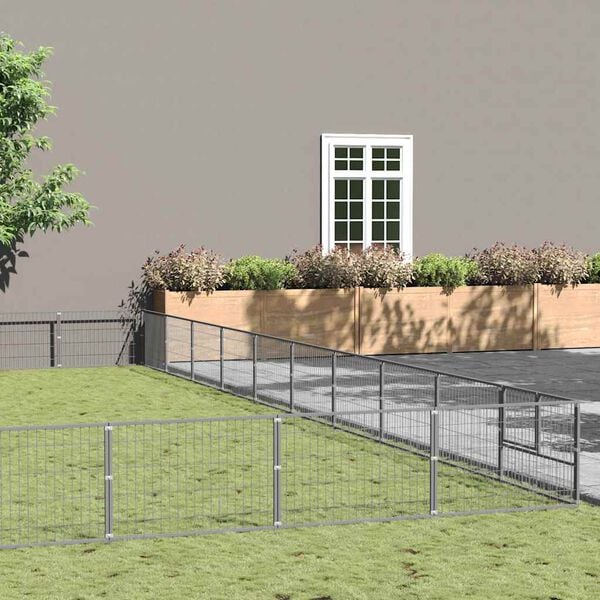 vidaXL hundel&oslash;beg&aring;rd 100 m&sup2; st&aring;l s&oslash;lvfarvet