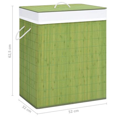 vidaXL vasketøjskurv med 2 rum 100 l bambus grøn