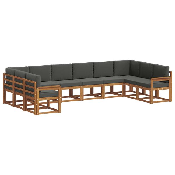 vidaXL Udend&oslash;rs sofagruppe med pude 10 pcs Naturlig og Antracit