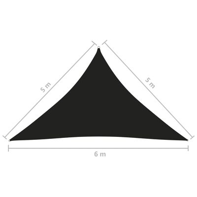 vidaXL solsejl 5x5x6 m trekantet oxfordstof sort