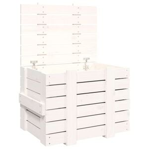 vidaXL opbevaringskasse 58x40,5x42 cm massivt fyrretr&aelig; hvid